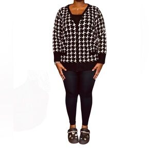 SIMPLY BE HOUNDSTOOTH CARDIGAN - BLACK/WHITE SIZE 16/18 (NEW WITH TAGS) A23